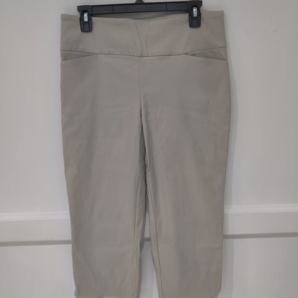 NWT S.C.&Co Women Petal Slit Capri Pull On Tummy Control Pant Size 14 $50 3A059